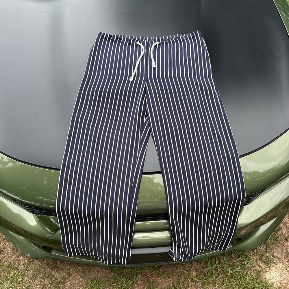 Lauren Ralph Lauren Green Tag %100 Silk Navy Blue Pinstriped Trousers